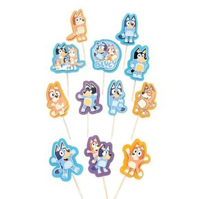 Blue Dog Cupcake Toppers - Cute Dog Birthday Party Decorations - Blue Dog Cupcake Picks for Dog-Themed Parties Pack of 12 Cupcakes Toppers.