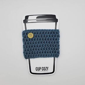 907 Creations By Ca'Trena Cup Cozy Sleeve with Button, Reusable (Denim)