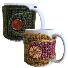 Coffee Mug Cozy Sleeve, Spiced Cedar and Olive Tea Cozy Wrap