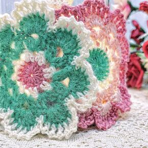 Gift coaster setof 8, spring decoration flowers, wall/table decoration, pink-green-white，suitable for Mother's/Valentine's/Teacher's Day, wedding/birthday gifts for mom, daughter, friends.