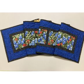 Texas Bluebonnets Red Summer Dining Table Runner, 13x72" Quilted Reversible, Coffee Table Dresser Scarf, Wildflower Garden Blue Red Handmade TahoeQuilts Handmade Everyday