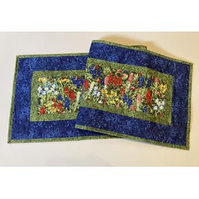 TahoeQuilts Handmade Summer Table Runner with Flowers 13x48 inch Table Runner for Dining Table, Coffee Table Living Room Runner, Reversible, Red Blue Yellow Wildflowers Quilted Floral Table Mat