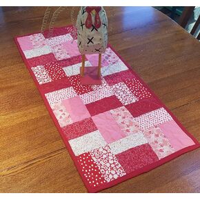 Chocolate-Friendly Quilted Valentine Table Runner - Reds and Pink