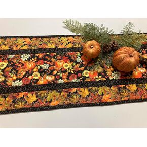 TahoeQuilts Handmade Pumpkins and Flowers Dining Table Runner, Fall Autumn Leaves Quilted Handmade, Reversible Christmas, Sunflowers Summer Decor, 13x48" Thanksgiving