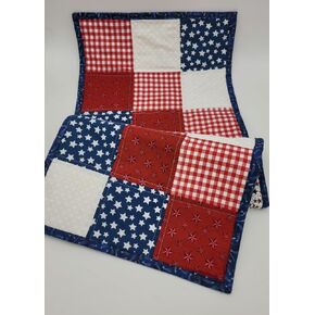 Quilted Table Runner Patriotic Quilted Table Runner USA America Americana Red White Blue United States