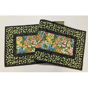 Wildflower Summer Quilted Table Runner, 13x48" Yellow Red Blue Flowers, Dining Room Coffee Table Runner, Garden Floral Everyday Reversible TahoeQuilts Handmade