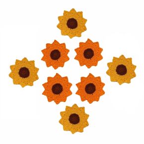 Heartwarming Sunflower Gift 8pcs Handmade Knitted Drink MatsWear-resistant & heatproof cushion, suitable for wall/table decor. Perfect for Mother's Day, Birthday,weddings,Housewarming gifts