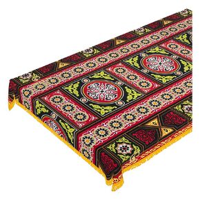 Ramadan Tablecloth Decorations – Handmade Tablecloth, Printed Egyptian Khayamiya Design, Colorful Brown, Cotton Blend – 55"x70" (140x180 cm) Rectangle