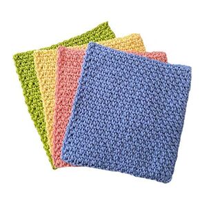 Assorted Colors: Green, Yellow, Peach, Blue Hand Crochet Home Essential Dishcloths, 7x7 inches - Set of 3