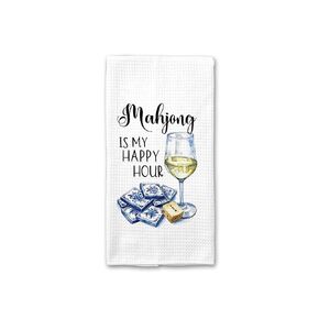 Mahjong Game Happy Hour Kitchen Towel | Waffle Weave Dish Towel | Mahjong Tile Home Accessories | Seasonal Decor | Dish Towel | Mother's Day Gift