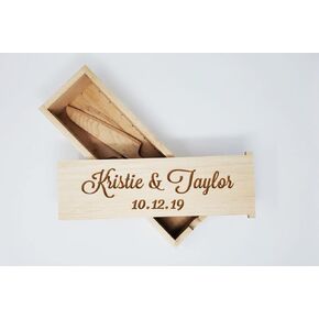Wooden Cake Serving Set Storage Box, Wedding Cake Set Box, Anniversary Gift, Engraved Wooden Box, Cake Cutting Set Gift Box
