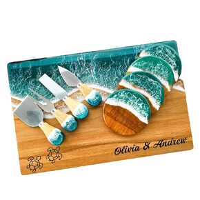 Resin Personalized Charcuterie Board Wedding Gift, Ocean Resin Cutting Board, Beach Charcuterie Board, House Warming Gifts New Home Women, Closing Gifts for Home Buyers, Epoxy Cutting Board