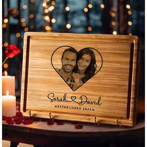 Personalized Photo Gifts for Girlfriend Women Wife Mom Her, Customized Cutting Board with Photo, Unique Valentines Gifts for Couples, Custom Charcuterie Board Valentines Day Gift Basket