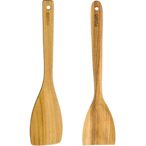 FUMIO Wooden Cooking Spatula Set Of 2 – Premium Teak Wood, Nonstick Cookware Safe, Scratch-Free & Heat-Resistant Handmade in Saudi Arabia