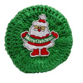 Toilet Paper Cover Green Santa Round Crochet Handmade