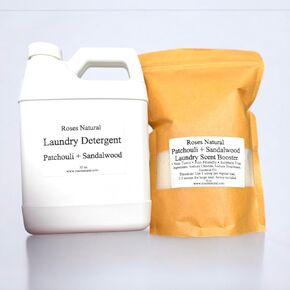 Patchouli + Sandalwood Laundry Detergent & Laundry Scent Booster Bundle (32 oz Each), Natural Laundry Detergent & Patchouli Sandalwood Laundry Booster, Non-toxic Laundry Bundle