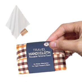 Travel Reusable Paper Towel with Attached Carrying Case / 10" x 10" Birdseye Cotton Cloth/Made in the USA/Sustainable/Zero-waste/Great Gift (Fall Plaid)