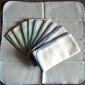 Gina's Soft Cloth Shop 1 Ply Organic Cotton Paperless Towels 11x12 Inches 10 Pack in Assorted Blues and Greens - Proudly Made in the USA!
