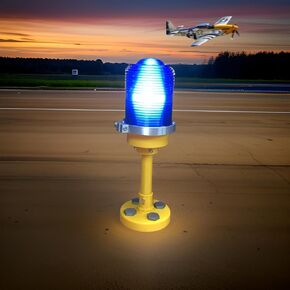 Runway/Taxi way airport Light maker with RGBW Bulb great for aviation enthusiasts, pilots, and anyone needing a cool steampunk style lamp! (3500k 60w White Traditional LED, Blue Lens)