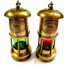 6Inch Nautical Maritime Brass Minor Oil Lamp - Antique Brass Red/Green Minor Decorative Oil Lamp Ship Boat Lantern Decor Christmas Gift