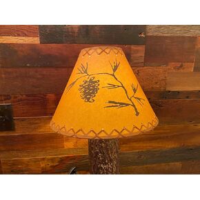 Rustic Pinecone Oil Kraft Laced Scenic Lamp Shade (Small)