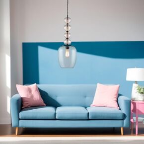 Ornamenta Modern Glass Lighting Fixture – Handmade Blue and Clear Blown Glass Pendant Light, Unique Hanging Light for Living Room, Dining Room, and Kitchen Island Lights – Ceiling Light for Home Décor