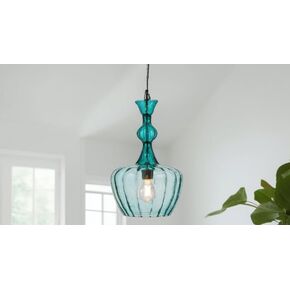 Blown Glass Pendant Light - Turquoise Blue Glass Ceiling Light Fixture - Modern Kitchen Island Lighting - Dining Room Chandelier - Unique Hanging Lamp for Living Room - Hanging Pendant Lamp