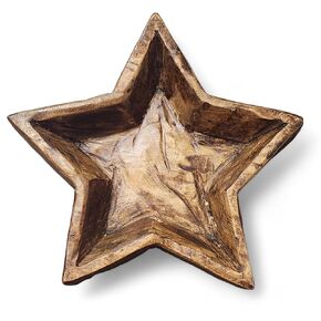 Medium Star Wood Bowl Handcrafted Star Dough Bowl