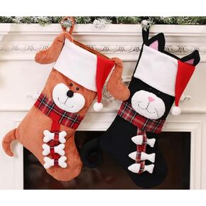 Pet Christmas Stocking Dog Cat Furry Puppy Kitten Stocking Embroidered Personalized Customized
