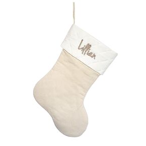 Handmade Personalized Christmas Stocking in Natural Burlap, Ivory Quilted and Natural Cotton. Custom with Name or Blank (Natural Cotton Base w/Ivory Quilted Top)