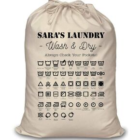 Custom Laundry Bag with Washing Instructions Personalized Laundry Lag Laundry Symbol Customized Laundry Bag Laundry Bag for College Dorm Custom Printed Laundry Bag, Personalized Laundry Lag