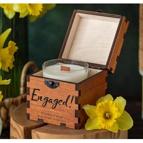 Candle in Engraved Wooden Box, Engagement Gifts for Couples, Personalized Wedding gifts, Personalized Anniversary Gifts for Couple, Custom Anniversary Gifts