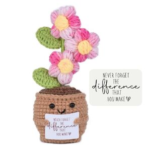 Emotional Support Crochet, Handmade Puff Flowers, Farewell Gifts for Coworkers, Retirement Gift for Woman, Thank You gifts for Women “Never Forget the Difference that You" Make Postive Crochet