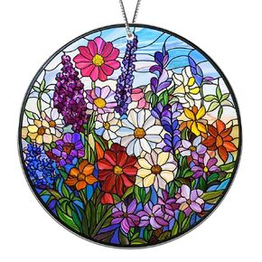 Wildflower Acrylic Suncatcher Window Hanging Ornament, Window Hanging Plant Lovers Gifts, Wildflower Suncatcher Decorations, Birthday Christmas Gifts for Flower Lovers, Birth Flower Christmas Ornament