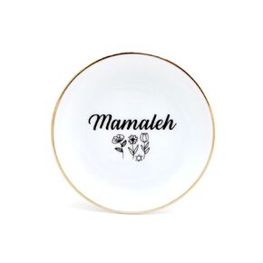 Mamaleh ring dish, Yiddish ring holder with 22K gold accents, Judaica- Lennymud by Lorrie Veasey