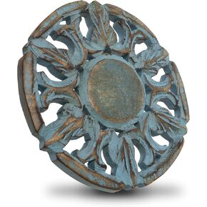 Handmade Wooden Trivet for Hot Dishes Plates & Pots Holder Hot Pad for Kitchen & Dining Table Decor Cookware Heat Resistant Rustic Decorative Carvings Tabletop Home & Dining Table Essentials (Blue)