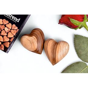 Handmade Wooden Heart, Natural Wood Carved Hearts Anniversary, Valentine, Wedding Gift from The Holy Land, Wooden Sculpture Decor Set of (2)