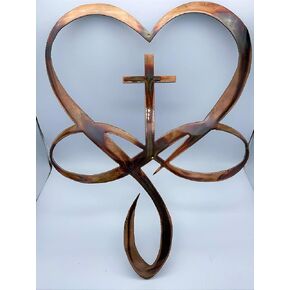 Heart Cross Infinity Symbol Metal Wall Art 15" x 11 1/2"