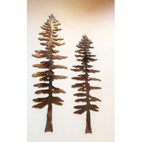 Two Layered Forest Pine Trees Metal Wall Art Decor