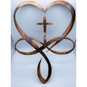 Heart Cross Infinity Symbol Small Version Metal Wall Art 11" x 8 1/2"