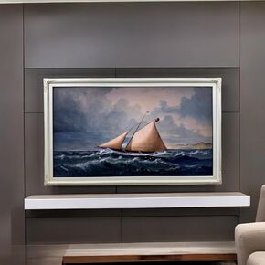 32,43,50,55 Inch TV frame for Samsung The Frame TV. SOFT IVORY (not for use with other models) Handmade wood ornate TV Frame (50 INCH SAMSUNG THE FRAME)