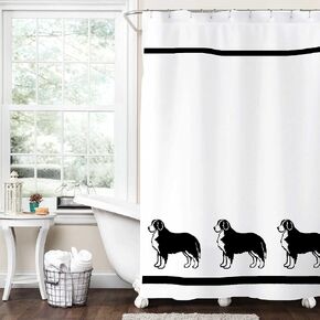 Bernese Mountain Dog Bernedoodle Shower Curtain - In Your Choice of Colors - Custom Made Bath Decor