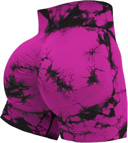 Rugkey Seamless Shorts for Women High Waist Tie Dye Workout Yoga Gym Scrunch Butt Lifting Cycling Biker Shorts in Saudi Arabia
