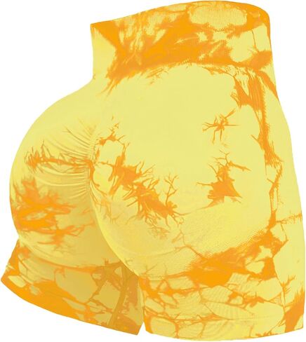 Rugkey Seamless Shorts for Women High Waist Tie Dye Workout Yoga Gym Scrunch Butt Lifting Cycling Biker Shorts in Saudi Arabia