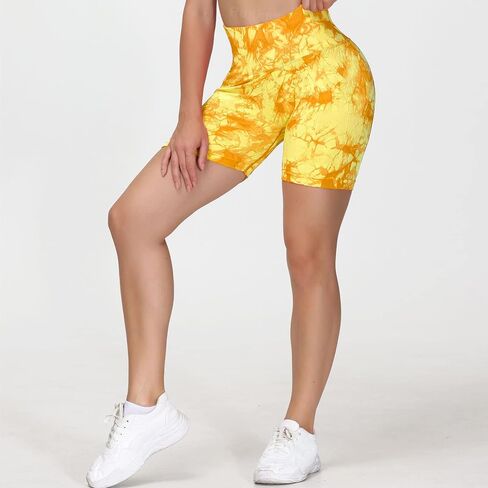 Rugkey Seamless Shorts for Women High Waist Tie Dye Workout Yoga Gym Scrunch Butt Lifting Cycling Biker Shorts in Saudi Arabia