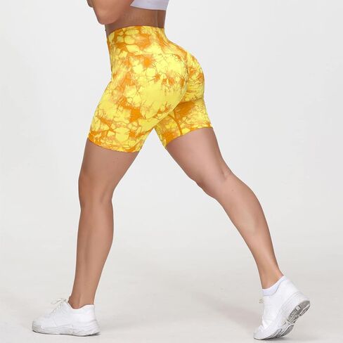 Rugkey Seamless Shorts for Women High Waist Tie Dye Workout Yoga Gym Scrunch Butt Lifting Cycling Biker Shorts in Saudi Arabia