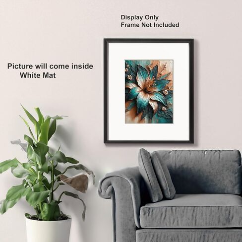 Teal Brown Decor, Teal Lily Textured Flower Picture, Teal Print, Teal Brown Home Decor Bathroom Bedroom Wall Art Handmade (Lily Flower) in Kuwait