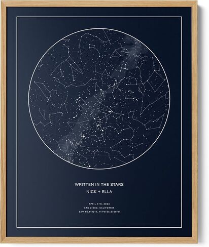CELESTORY Custom Star Map Framed Night Sky Print Constellation Map Star Chart Gift Wall Art Poster Personalized Star Map for Specific Date Unique Gifts for Him Meaningful Gifts for Her - Midnight Blue in Kuwait