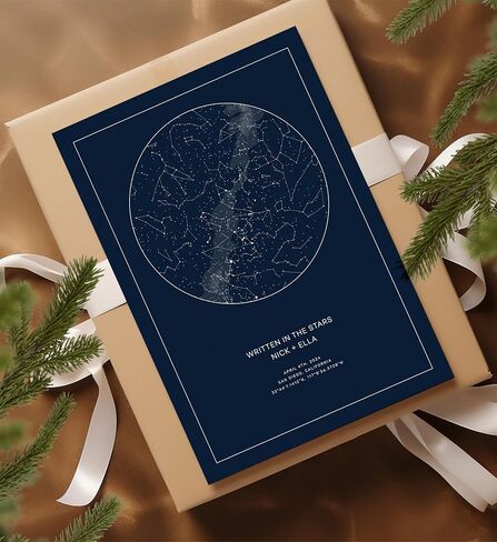 CELESTORY Custom Star Map Framed Night Sky Print Constellation Map Star Chart Gift Wall Art Poster Personalized Star Map for Specific Date Unique Gifts for Him Meaningful Gifts for Her - Midnight Blue in Kuwait