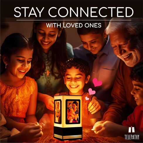 Telepathy® - Friendship Lamp® مع 4 صور قابلة لإدراج - لا حاجة للاشتراك | أضواء Wi-Fi لمسافات طويلة (مجموعة من 2) in Saudi Arabia